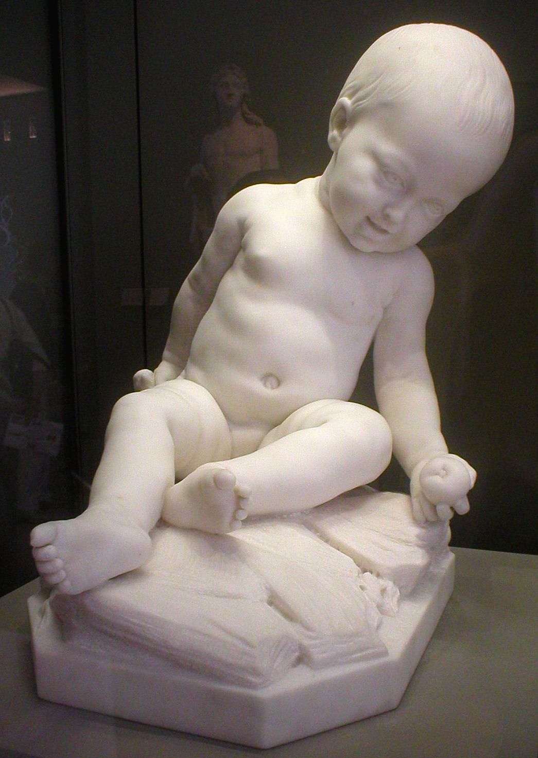 Jean-Baptiste Pigalle Fillette à l'oiseau Louvre