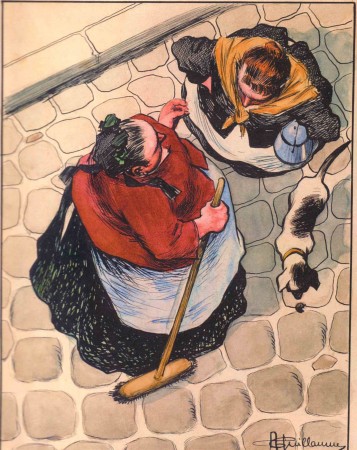Guillaume, Albert "Les deux mégères, ou bien "les concierges", gouache, illustration