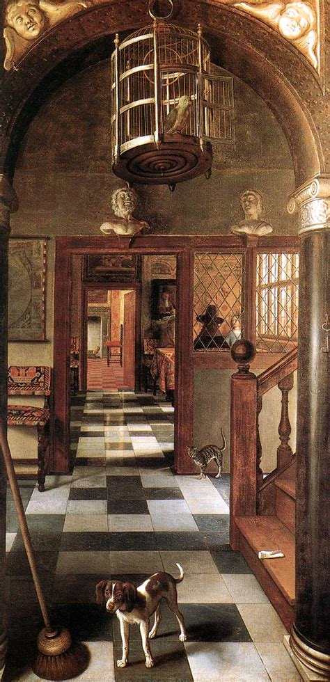 20 Le Corridor, et Les Pantoufles, peintures symboliques du siècle d’or flamand, de Samuel Van Hoogstraten